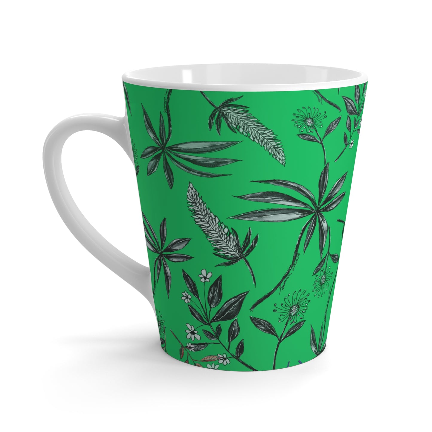 Green Latte Mug - Singapore Botanics Print by Malik & Wolff - Unique Home Addition, Gift Set, Customizable, Color Options, Coffee Lover Gift