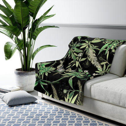 SINGAPORE BOTANICS Sherpa Fleece Blanket - Cozy Floral Throw for Home Decor & Gift Giving